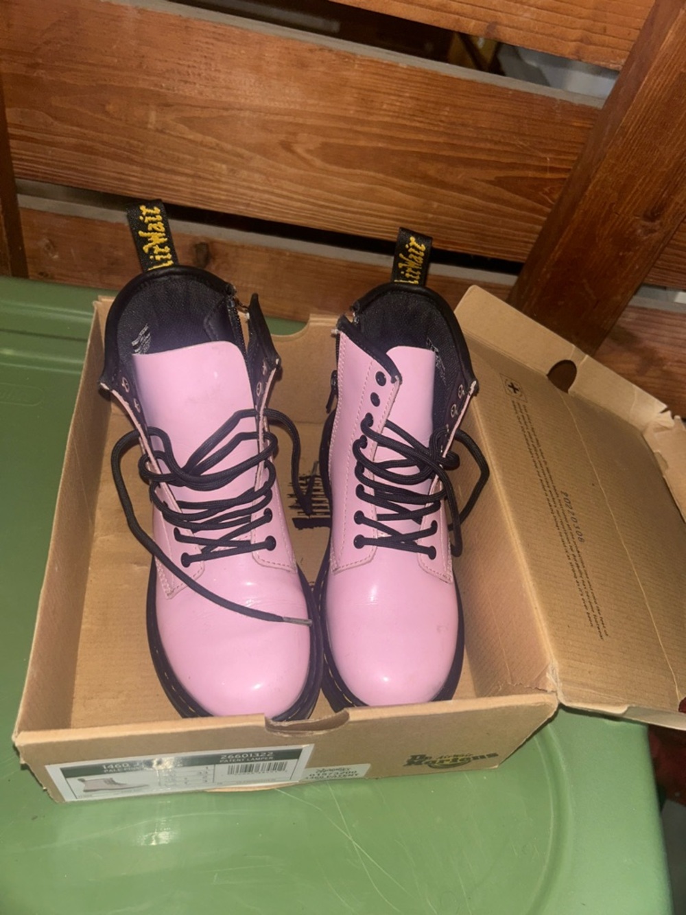Dr. Martens Pink Lace-Up Combat Boots with Black Trim